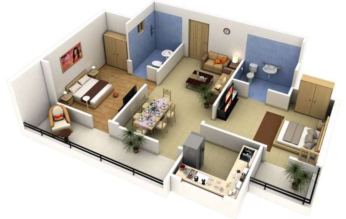 Vizualizare 3D a apartamentului