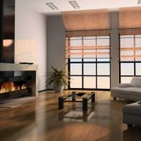 alternativ för en ljus design av ett vardagsrum med en eldstad foto