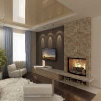 exempel på en vacker design av ett vardagsrum med en eldstad bild