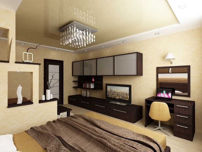 ideea unui design luminos al dormitorului din sufragerie