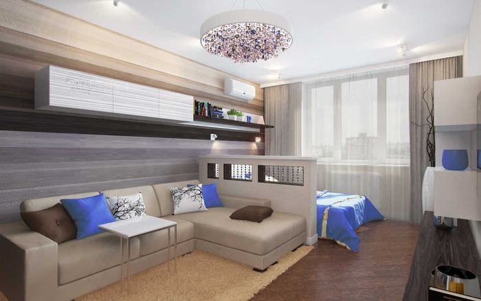 možnost světlého interiéru ložnice obývacího pokoje 20 m2