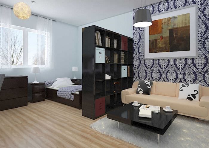 představa jasného stylu ložnice obývacího pokoje o rozloze 20 m2