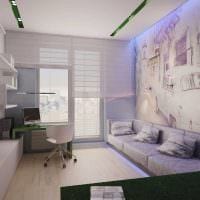 ideea unui stil luminos al unui dormitor al unui living de 20 mp. Fotografie