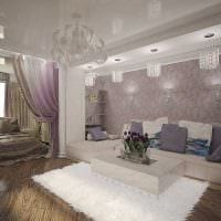 varianta neobvyklého interiéru obývacího pokoje ložnice 20 m2 obrázek