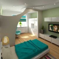 varianta světlého stylu ložnice obývacího pokoje 20 m2 obrázek