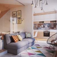 varianta neobvyklého stylu obývacího pokoje ložnice 20 m2 obrázek