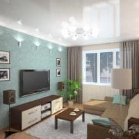 varianta světlého interiéru obývacího pokoje ložnice 20 m2 Fotografie