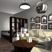 představa neobvyklého stylu obývacího pokoje ložnice 20 m2 obrázek