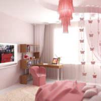 Nyanser av rosa i designen av ett flickas sovrum