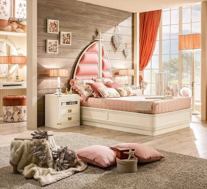 mulighed for et smukt design af et soveværelse til en pige i en moderne stil