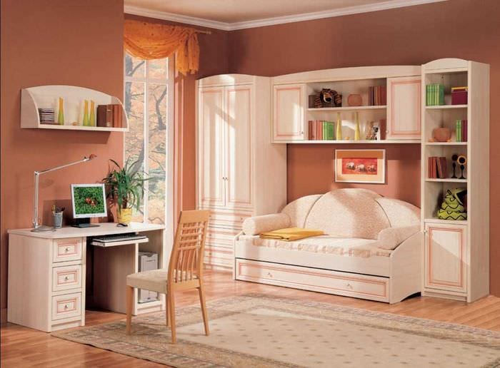 mulighed for et smukt soveværelse interiør til en pige i en moderne stil