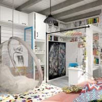 ideen om det usædvanlige interiør i et soveværelse til en pige i et billede i moderne stil