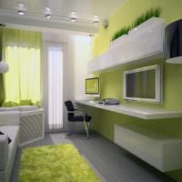 فكرة التصميم غير العادي لغرفة صغيرة في صورة بالمبنى المكون