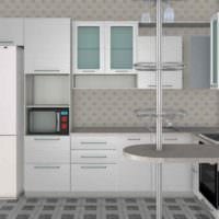 un exemplu de frumos design de bucătărie cu o imagine a încălzitorului de apă pe gaz
