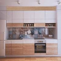 exemplu de un interior frumos de bucătărie cu o fotografie cu încălzitor de apă pe gaz