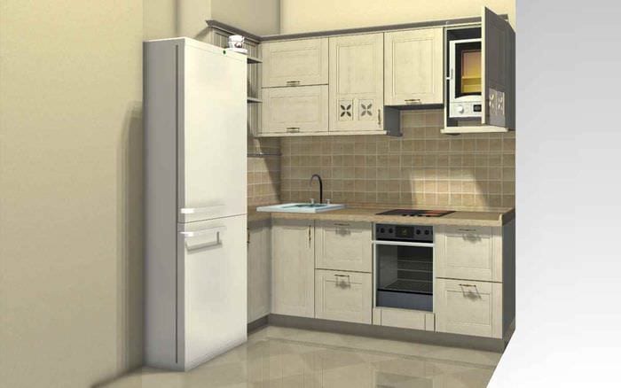 ideea unui interior luminos de bucătărie cu un încălzitor de apă pe gaz