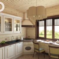 επιλογή για μια ασυνήθιστη διακόσμηση κουζίνας σε μια ξύλινη φωτογραφία σπιτιού