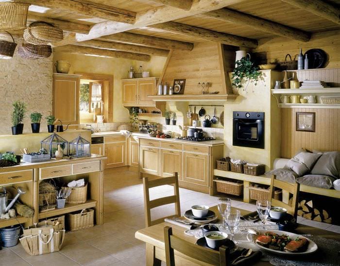 επιλογή για φωτεινό σχεδιασμό κουζίνας σε ξύλινο σπίτι