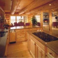 επιλογή φωτεινού στυλ κουζίνας σε φωτογραφία ξύλινου σπιτιού