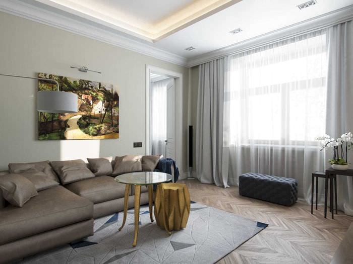 variant av en ovanlig stil i en lägenhet i stil med en modern klassiker