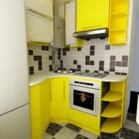дизайн на малка кухненска жълта гарнитура