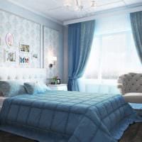 hvid-blå soveværelse