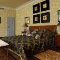 lille soveværelse design med brune møbler