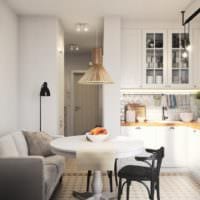 design av en ett-rums lägenhet med en yta på 36 kvadratmeter