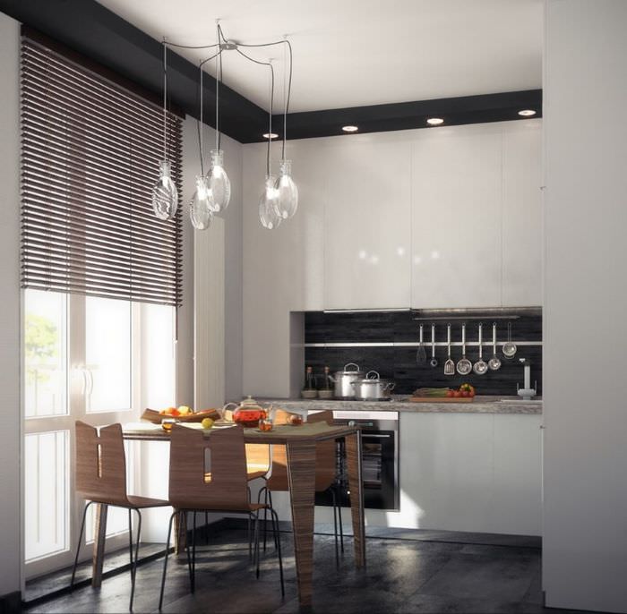 تصميم المطبخ لشقة من غرفة واحدة على الطراز الاسكندنافي
