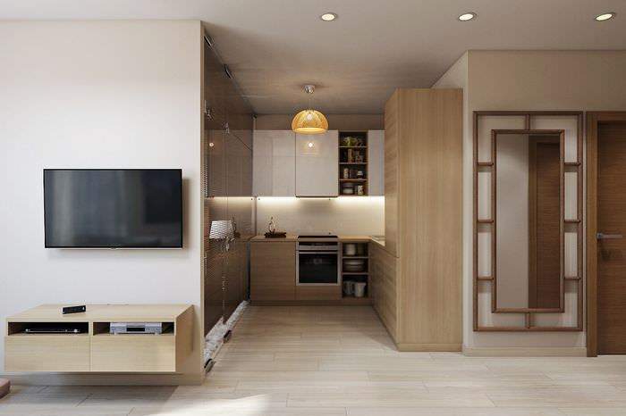 تصميم شقة من غرفة واحدة مع مطبخ منفصل