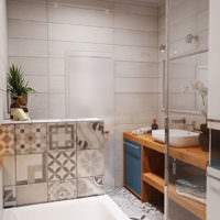 פנים חדר אמבטיה משולב בחדר יחיד של בית לבנים