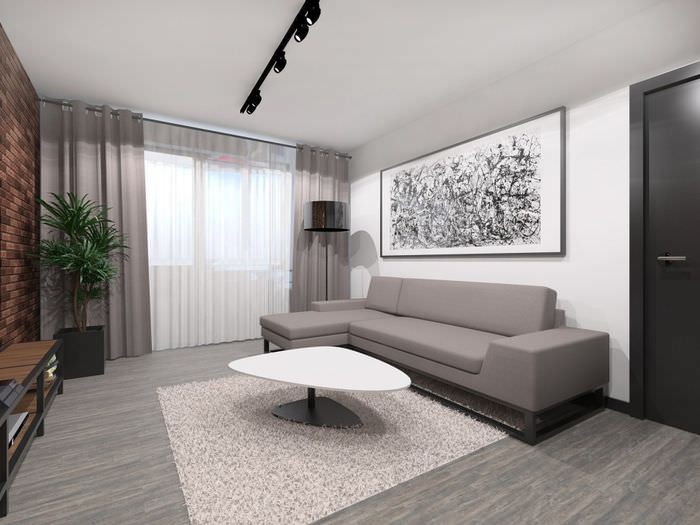 Návrh obývačky v jednoizbovom byte panelového domu