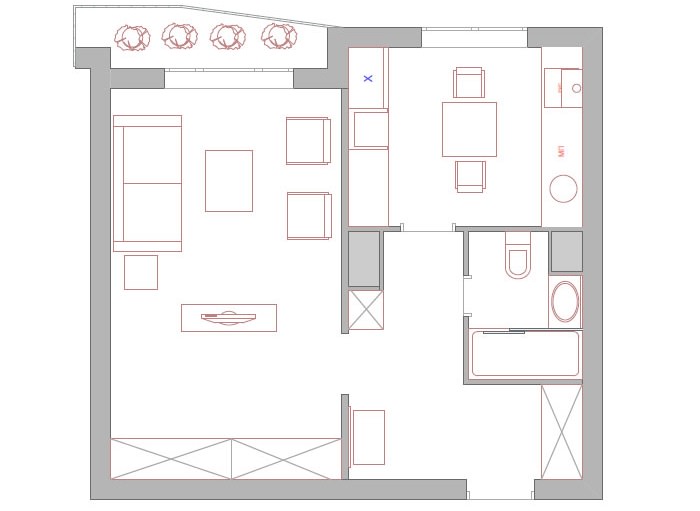 Rekonštrukcia jednoizbového bytu pre jednu osobu
