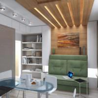 Zvýraznění dřevěného stropu v interiéru obývacího pokoje