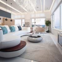 Světelný design prostorného obývacího pokoje s panoramatickými okny
