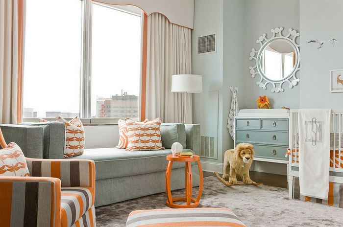 تصميم غرفة الأطفال مع لمسات برتقالية
