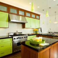 Zelená farba v dizajne kuchyne