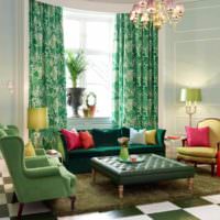 هيمنة اللون الأخضر في تصميم الغرفة