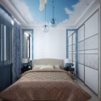 Krémové a modré barvy v dekoru ložnice 12 čtverců