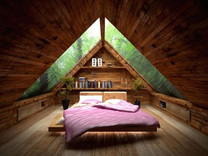 חדר שינה יפה בעליית הגג