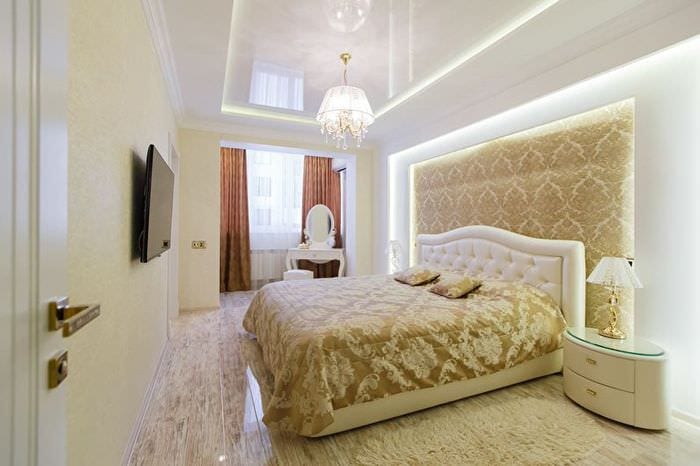 klassisches Schlafzimmer mit Neonbeleuchtung