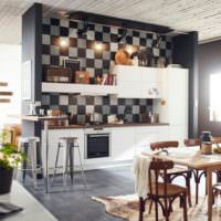 Farvet keramisk flise mosaik i køkkenvægdesign