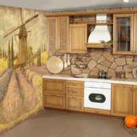Tapet i design af rustikke køkkener