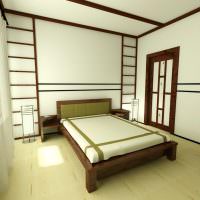 Vita väggar i sovrummet i orientalisk stil