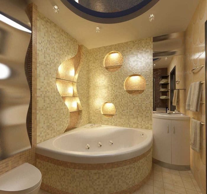 خيار داخلي جميل للحمام مع حوض استحمام زاوية
