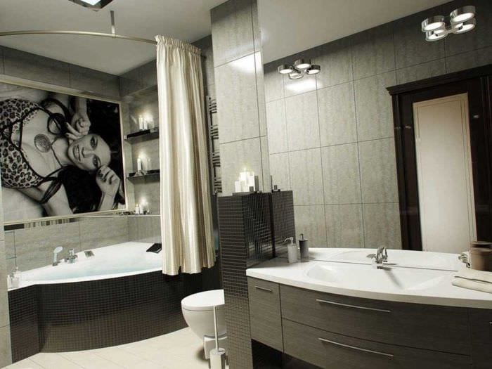 idén om en vacker badrumsstil med ett hörnbadkar