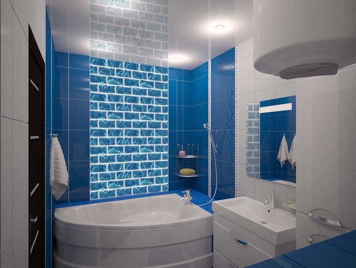 הרעיון של עיצוב אמבטיה יפה עם אמבטיה פינתית