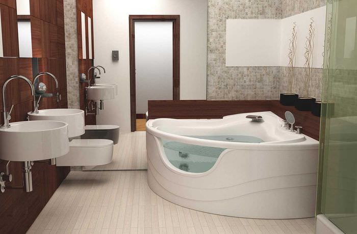 опция за красив интериор на банята с ъглова вана