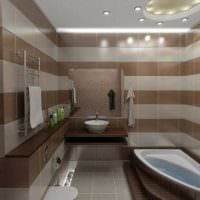 idé för en ovanlig badrumsdesign med en hörnbadkarbild