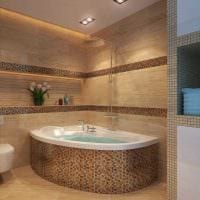 идеята за красив интериор на баня със снимка на ъгловата вана